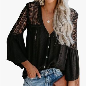 Amazon Black Crochet Women's Blouse